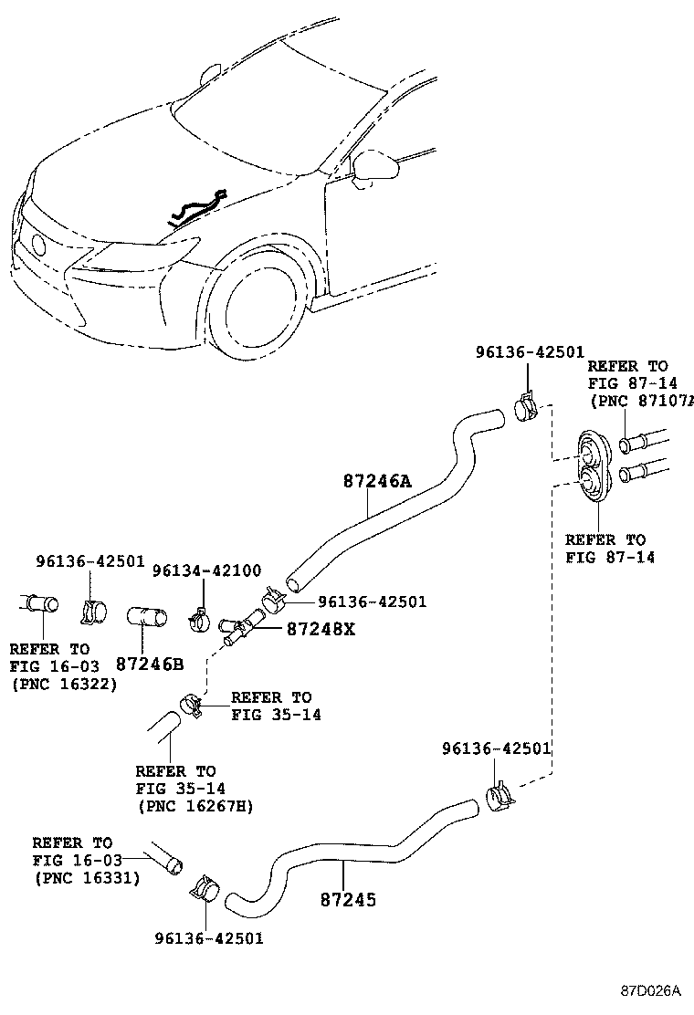 87248-33020 PIPE, HEATER WATER product image