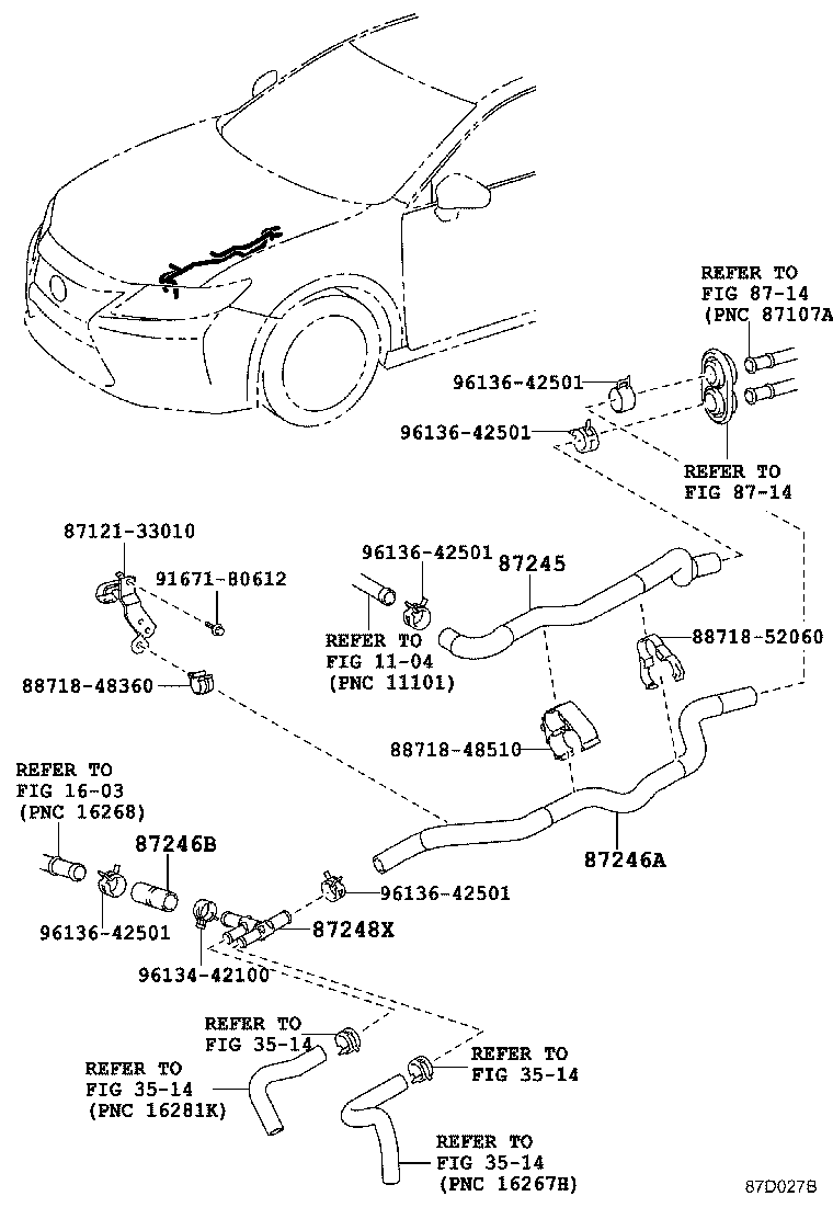 87248-33020 PIPE, HEATER WATER product image