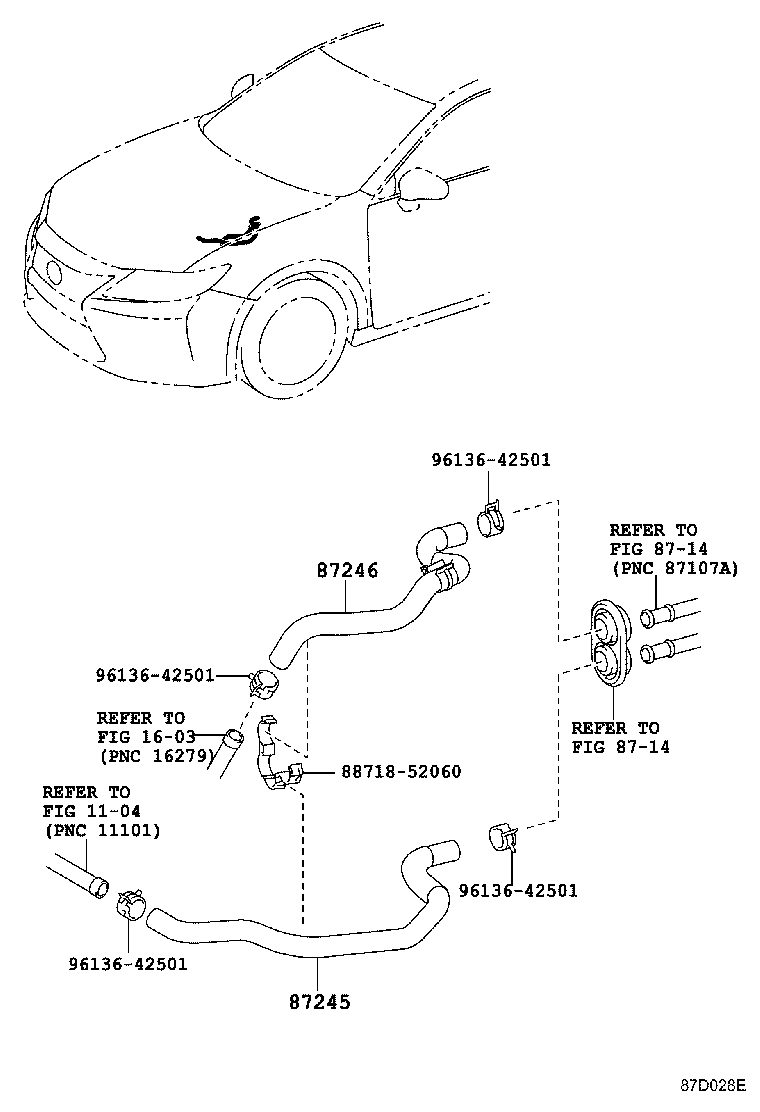 87248-33020 PIPE, HEATER WATER product image