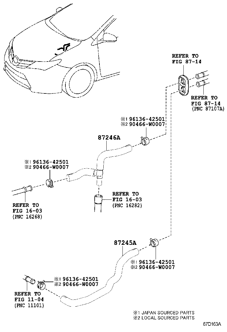 87245-02N10 HOSE, HEATER WATER, OUTLET C product image