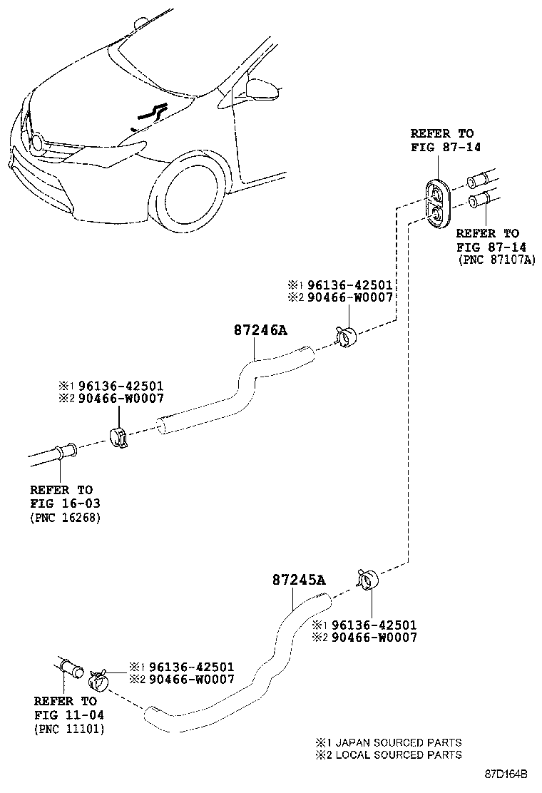 87245-02N10 HOSE, HEATER WATER, OUTLET C product image