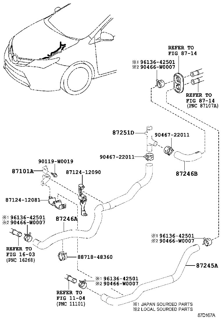 87245-02N10 HOSE, HEATER WATER, OUTLET C product image