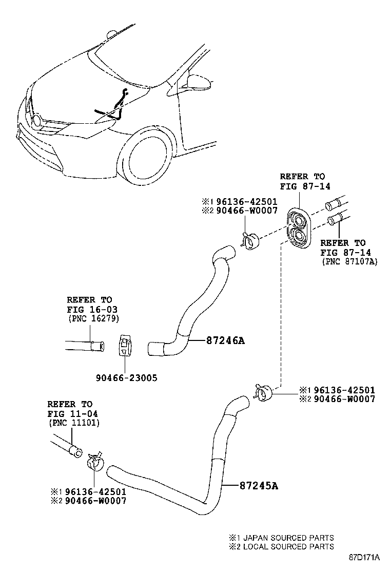 87245-02N10 HOSE, HEATER WATER, OUTLET C product image