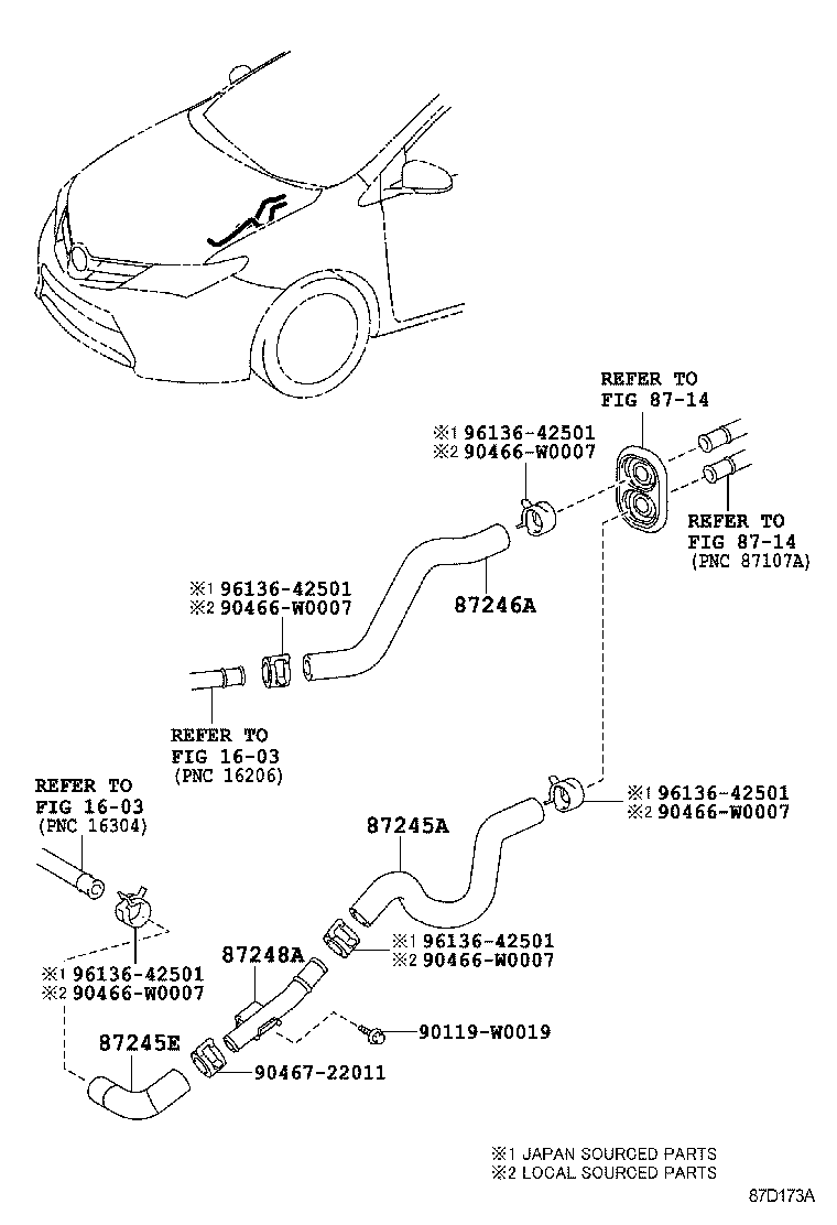 87245-02N10 HOSE, HEATER WATER, OUTLET C product image