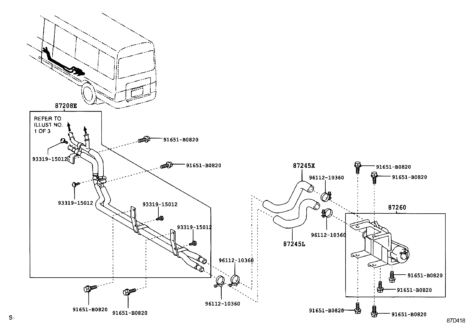 87245-0S280 HOSE, REAR HEATER WATER INLET, E(TO HEATER UNIT) product image