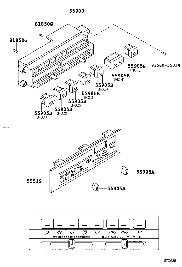 55905-35180 KNOB, HEATER CONTROL, NO.2 product image
