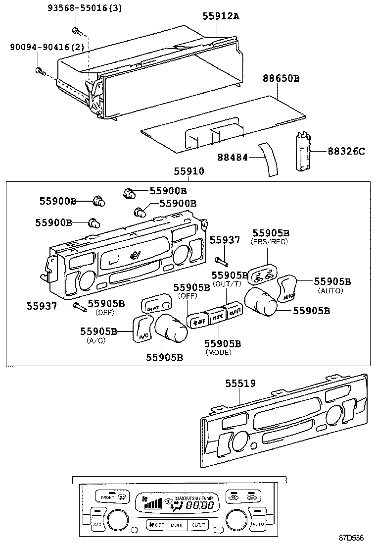55905-35180 KNOB, HEATER CONTROL, NO.2 product image