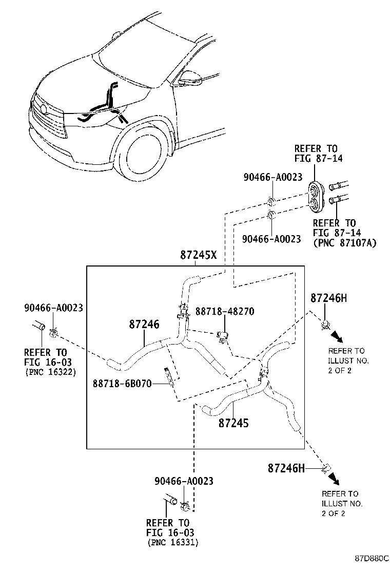 87208-0E100 PIPE, HEATER WATER INLET, A product image