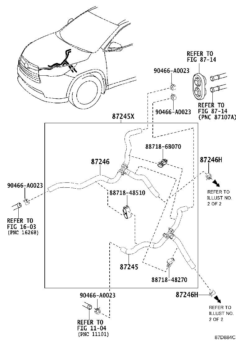 87208-0E070 PIPE, HEATER WATER INLET, A product image