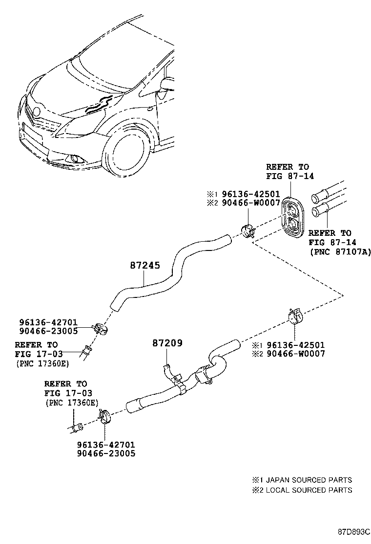 87209-05070 HOSE SUB-ASSY, WATER product image