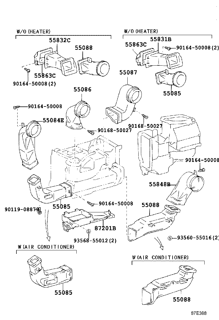 55845-60140 DUCT, HEATER TO REGISTER, NO.3 product image