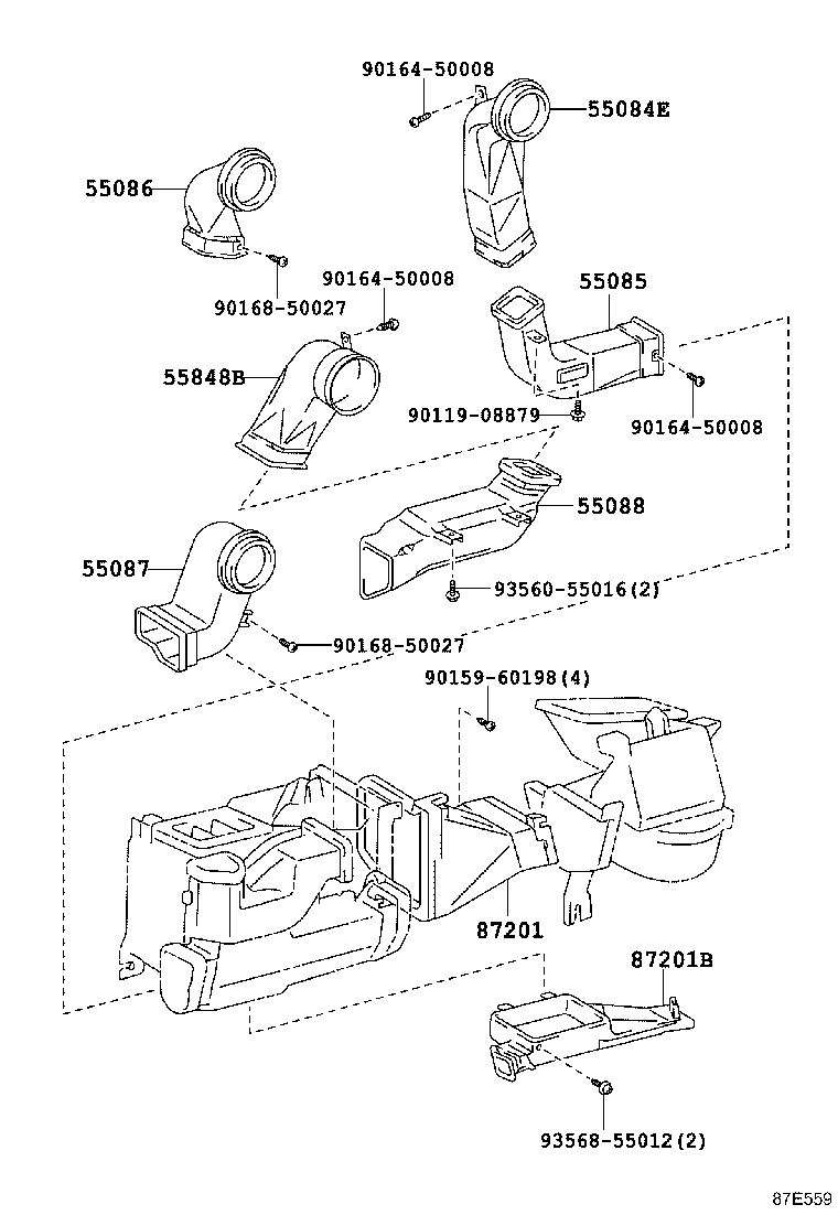 55088-60040 DUCT SUB-ASSY, HEATER TO REGISTER, NO.5 product image
