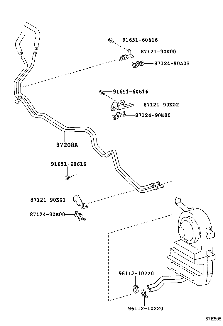 87245-60440 HOSE, REAR HEATER WATER OUTLET, E (TO ENGINE) product image