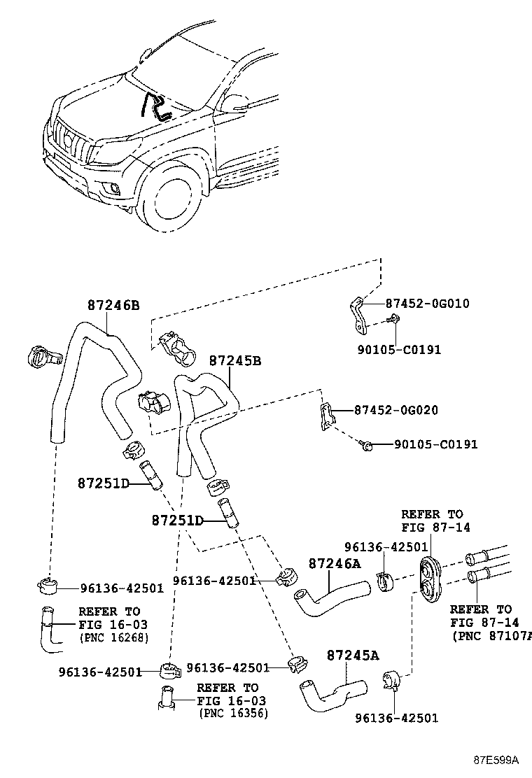 87209-0G150 HOSE, HEATER WATER, INLET B product image