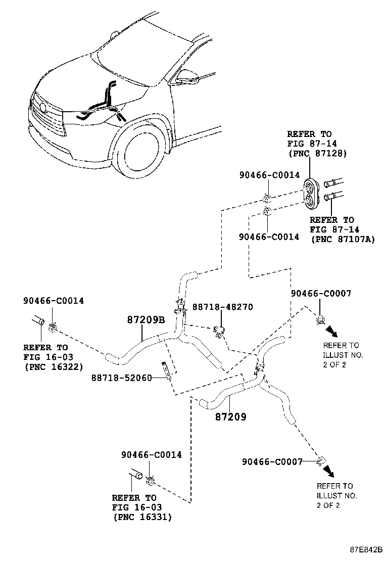 87209-0E330 HOSE SUB-ASSY, WATER, B product image
