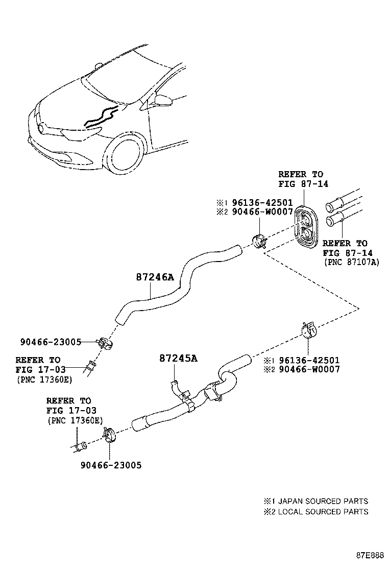 87245-02N10 HOSE, HEATER WATER, OUTLET C product image