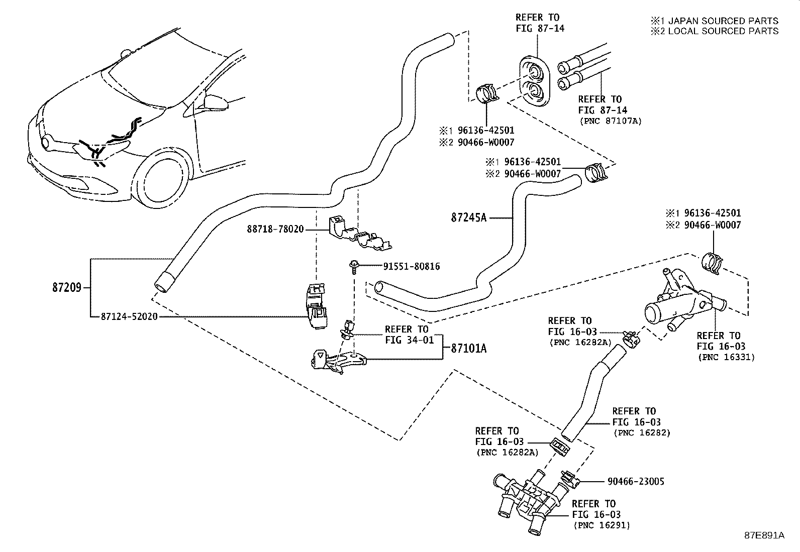 87245-02N10 HOSE, HEATER WATER, OUTLET C product image
