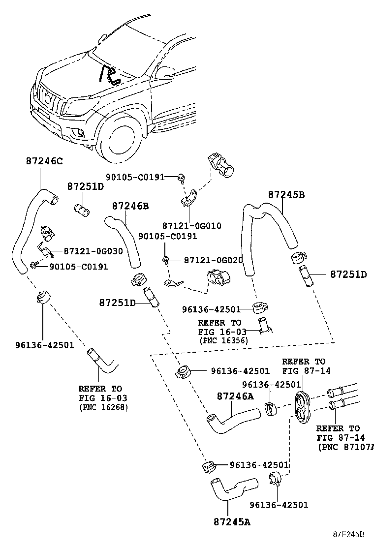 87209-0G150 HOSE, HEATER WATER, INLET B product image