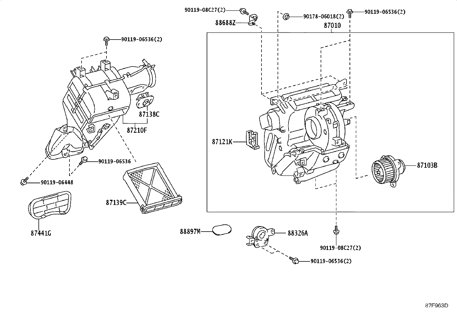 87103-37030 MOTOR SUB-ASSY, BLOWER W/FAN product image