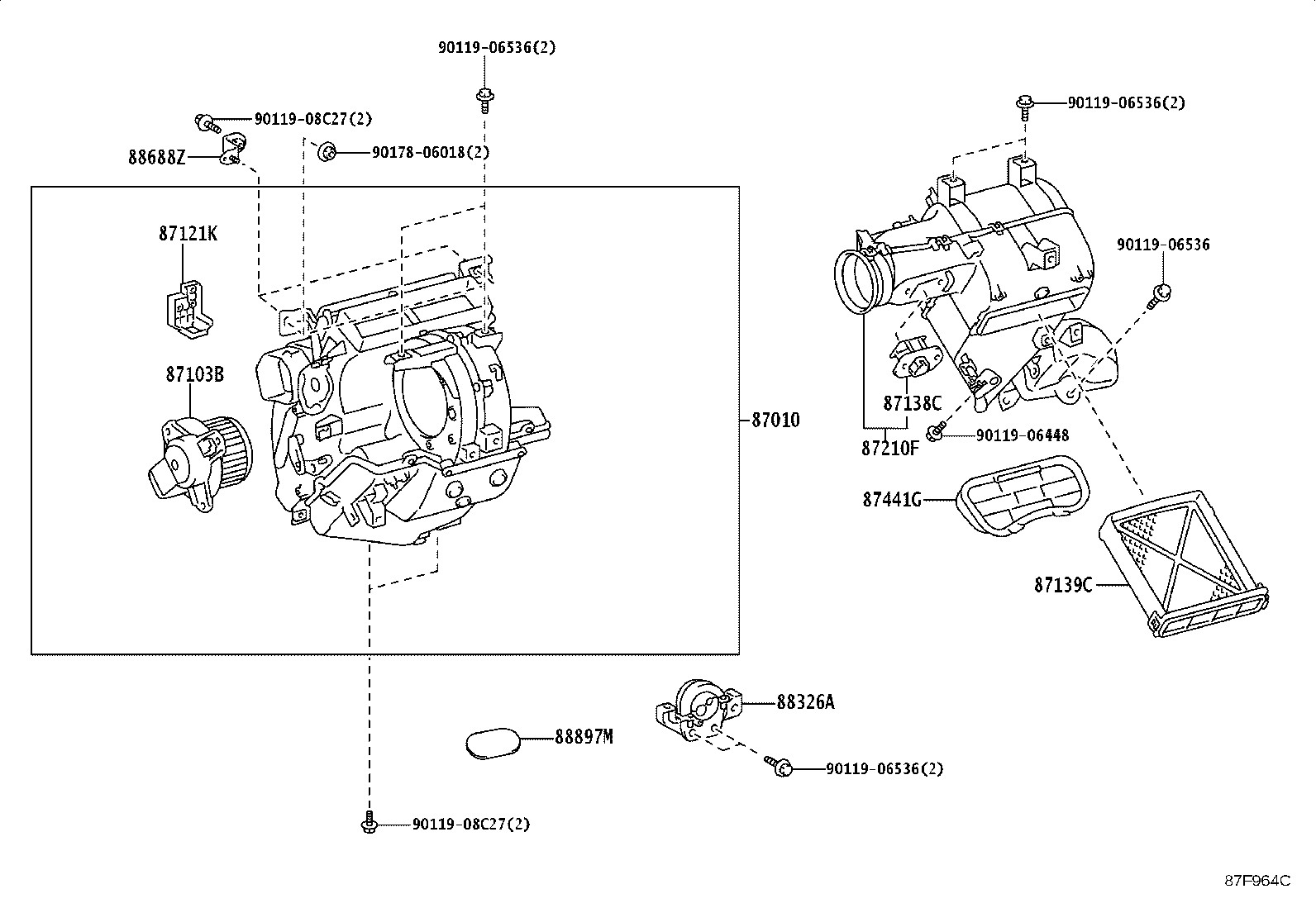 87103-37030 MOTOR SUB-ASSY, BLOWER W/FAN product image
