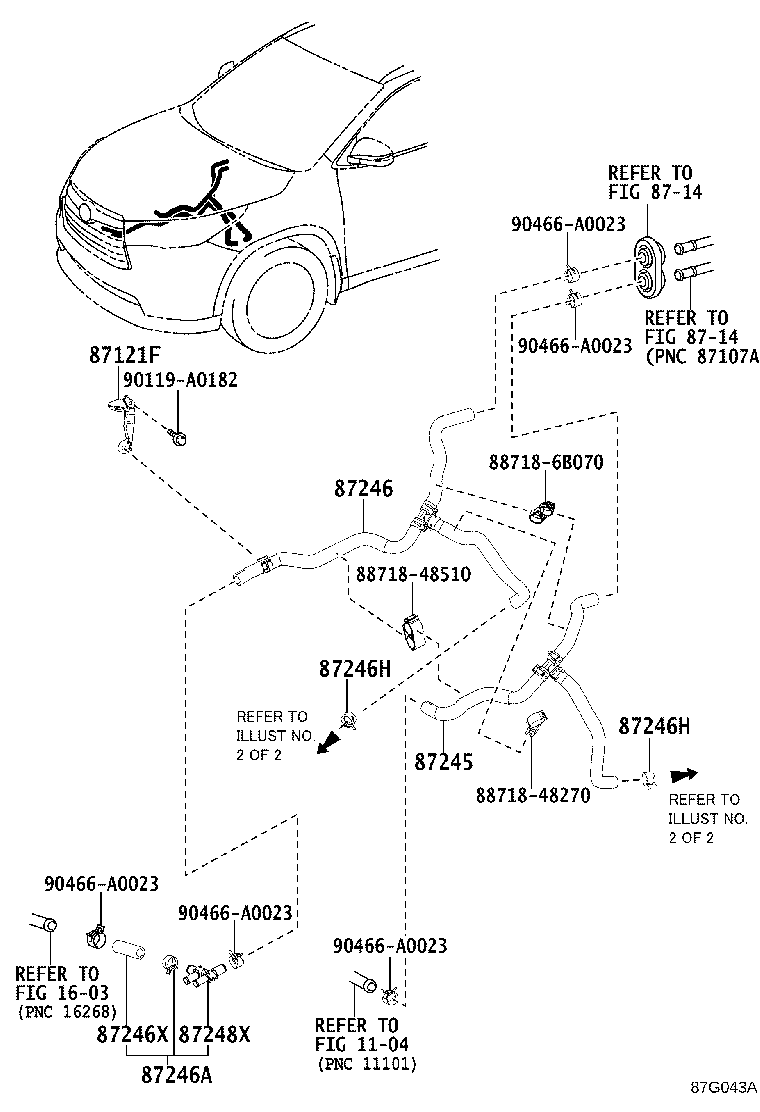 87208-0E100 PIPE, HEATER WATER INLET, A product image