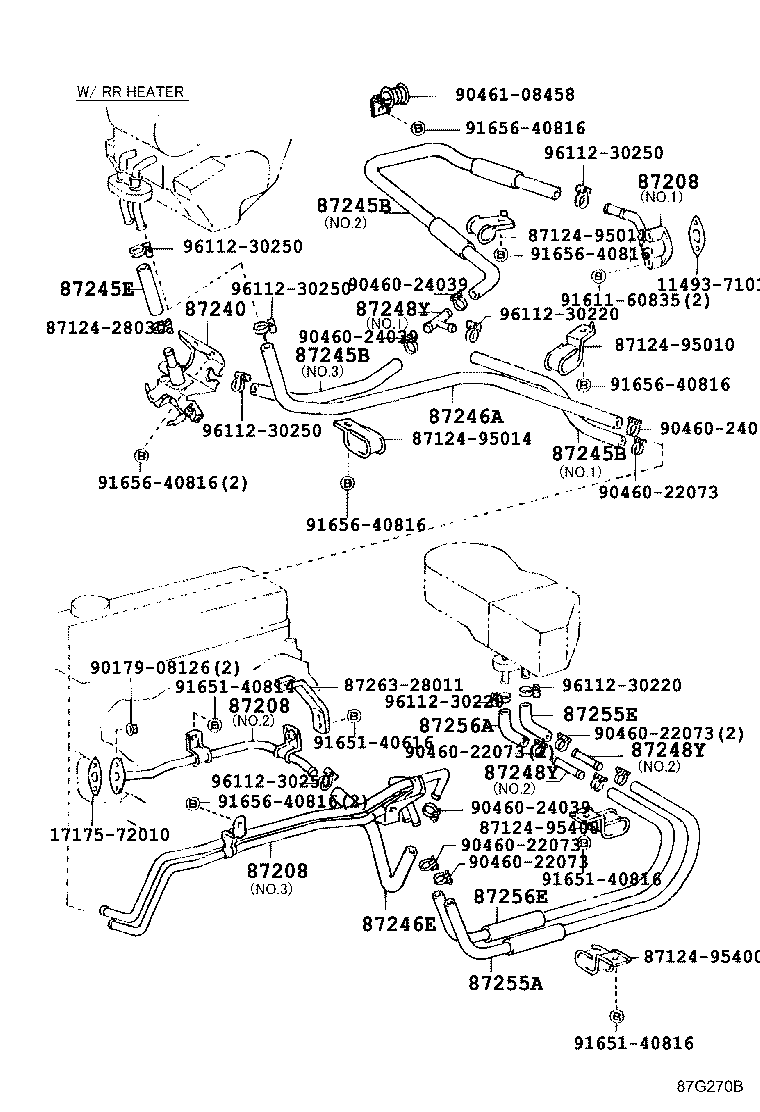 87245-95A27 HOSE, REAR HEATER WATER OUTLET, E (TO ENGINE) product image