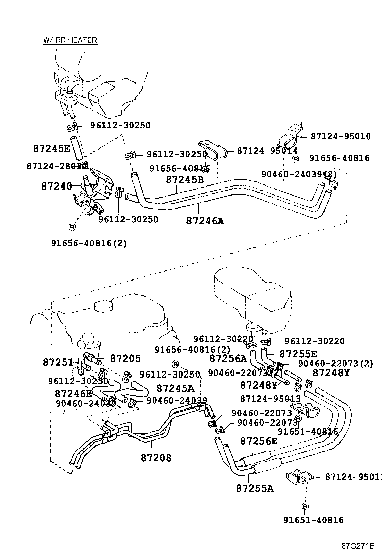 87245-95A27 HOSE, REAR HEATER WATER OUTLET, E (TO ENGINE) product image