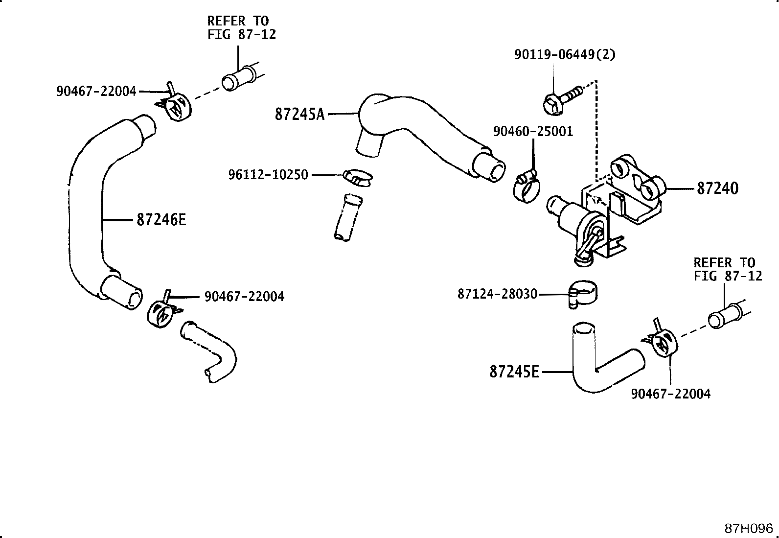 87245-2A040 HOSE, HEATER WATER, OUTLET E product image