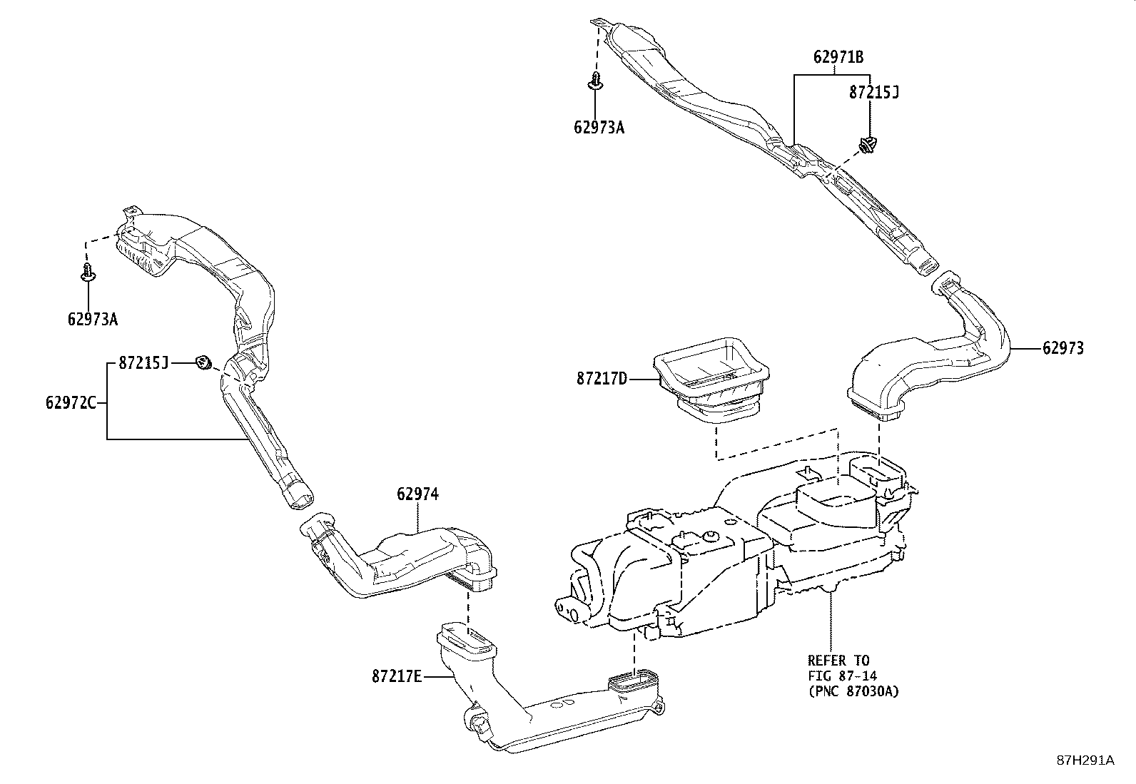 62974-30150 DUCT, ROOF SIDE AIR, NO.2 LH product image