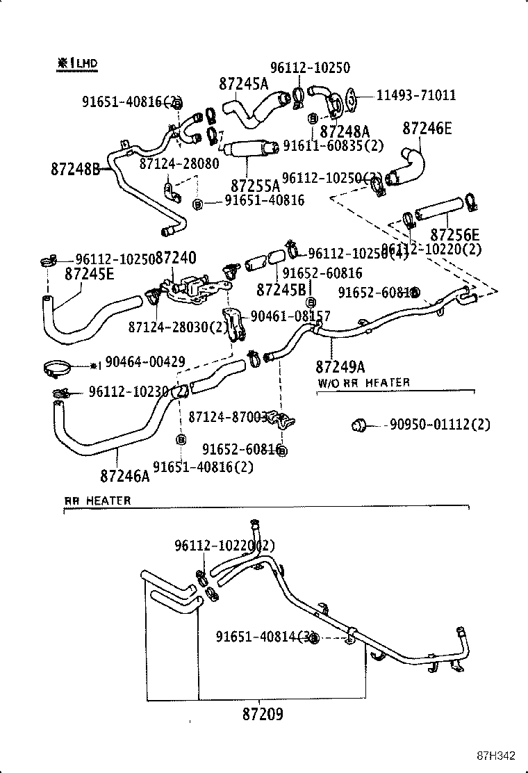99556-30200 HOSE, REAR HEATER WATER INLET, A(FROM ENGINE) product image
