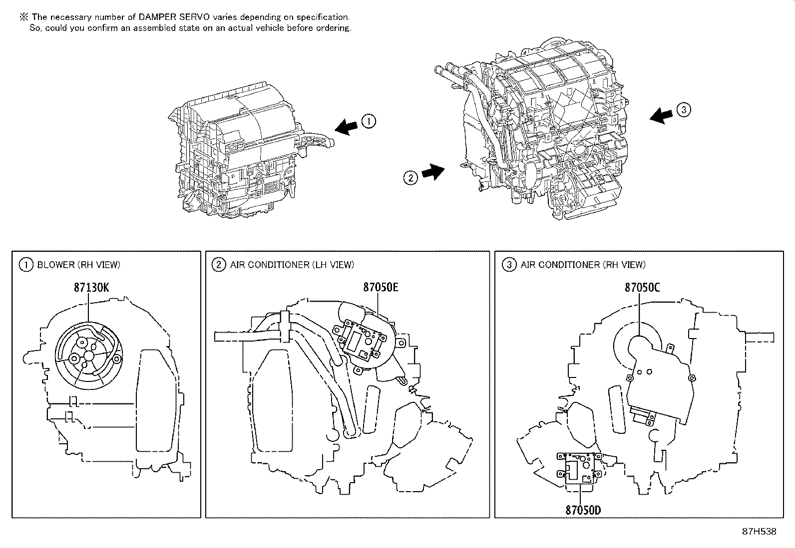 87103-02750 MOTOR SUB-ASSY, BLOWER W/FAN product image