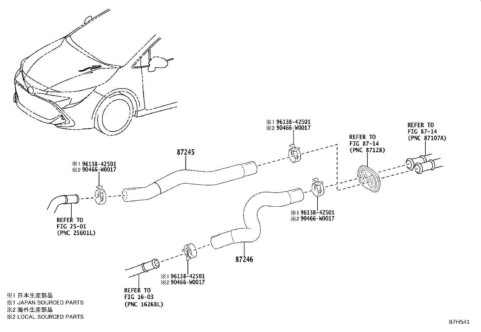 87245-76030 HOSE, HEATER WATER, OUTLET D product image