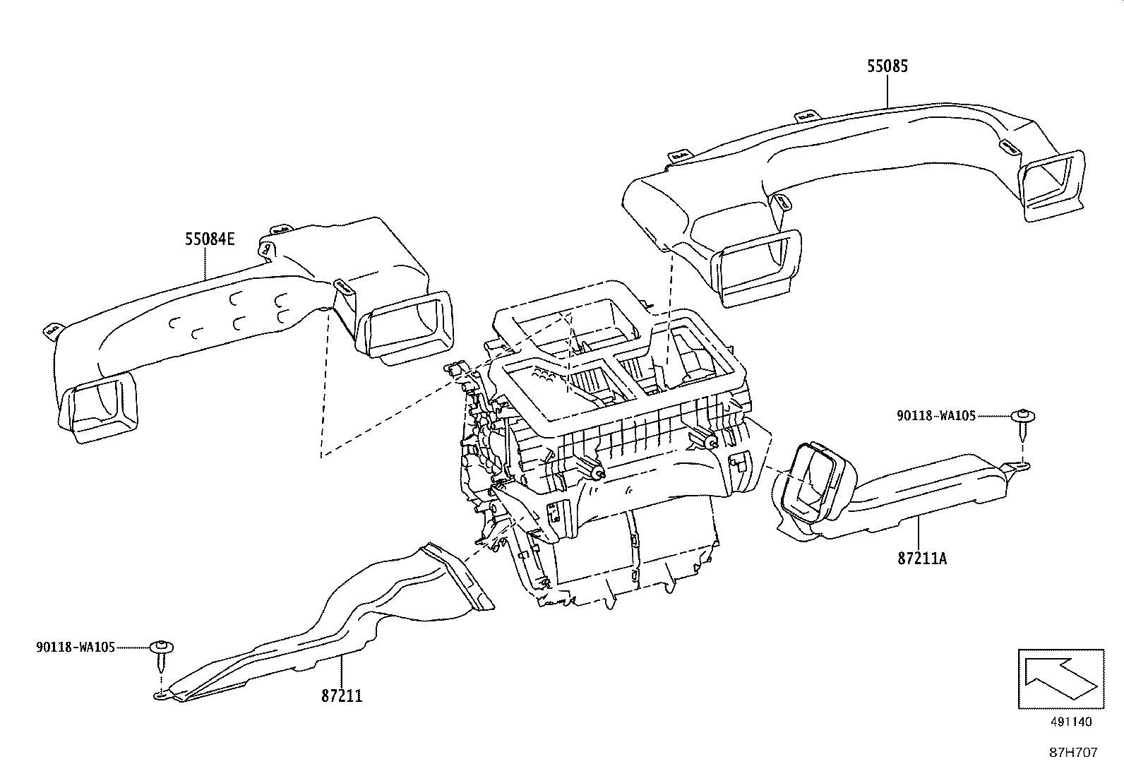 55084-WAA01 DUCT SUB-ASSY, HEATER TO REGISTER, NO.2 product image