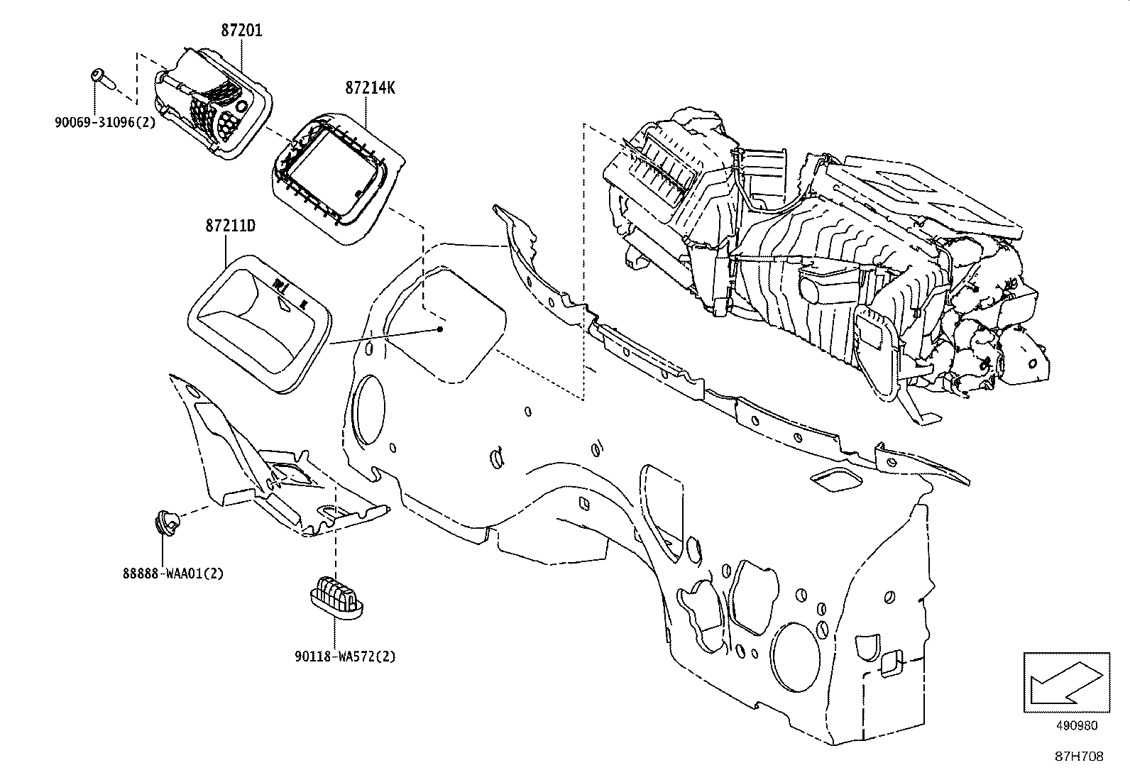 55084-WAA01 DUCT SUB-ASSY, HEATER TO REGISTER, NO.2 product image
