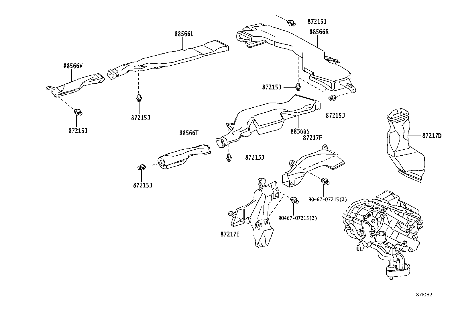 55843-60201 DUCT, HEATER TO REGISTER, NO.1 product image
