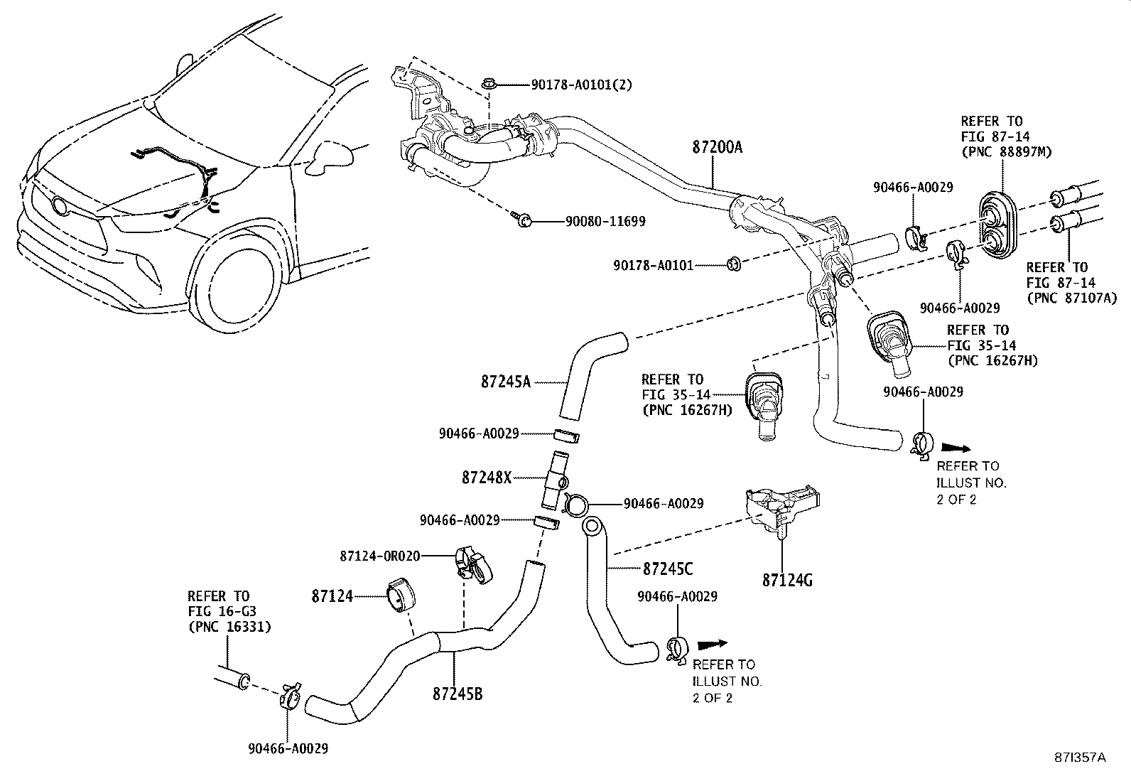 87208-0E200 HOSE, REAR HEATER WATER OUTLET, B product image