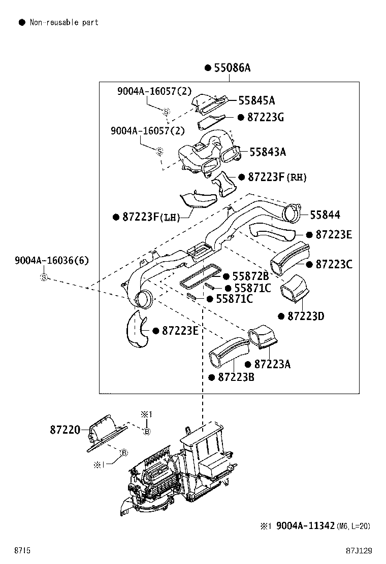 55843-BZ050 DUCT, HEATER TO REGISTER, NO.1 product image