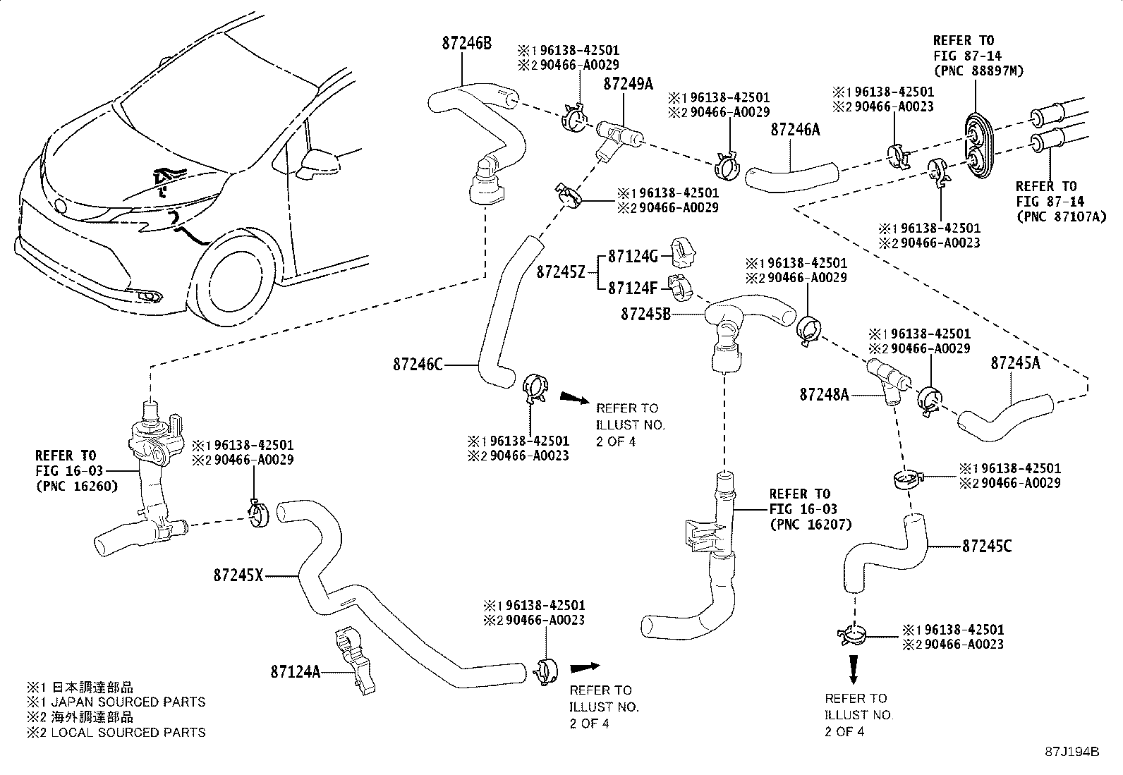 87208-08240 HOSE, REAR HEATER WATER OUTLET, D product image