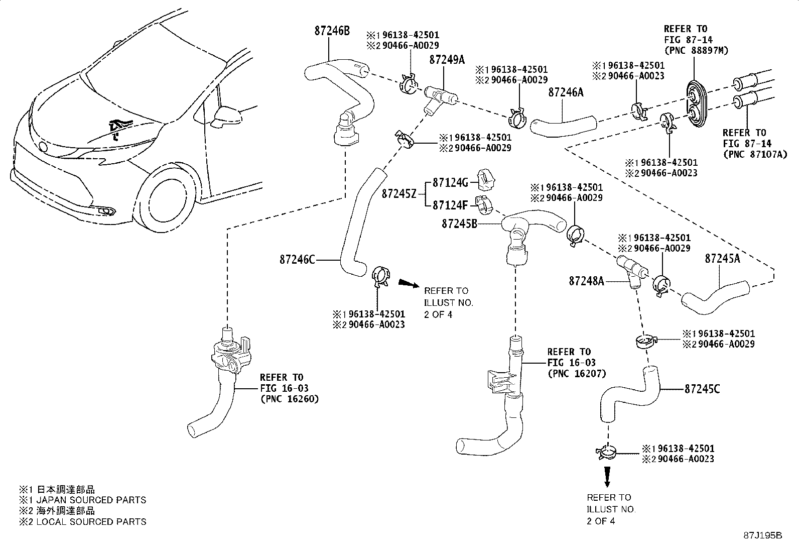 87208-08240 HOSE, REAR HEATER WATER OUTLET, D product image