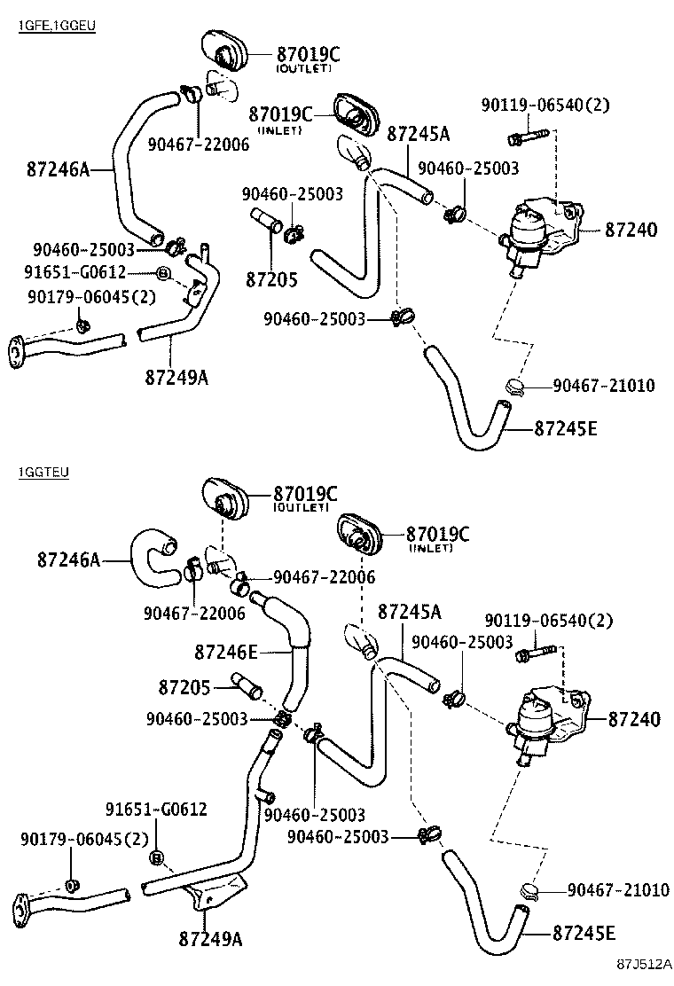 87208-22272 PIPE, HEATER WATER OUTLET, A product image