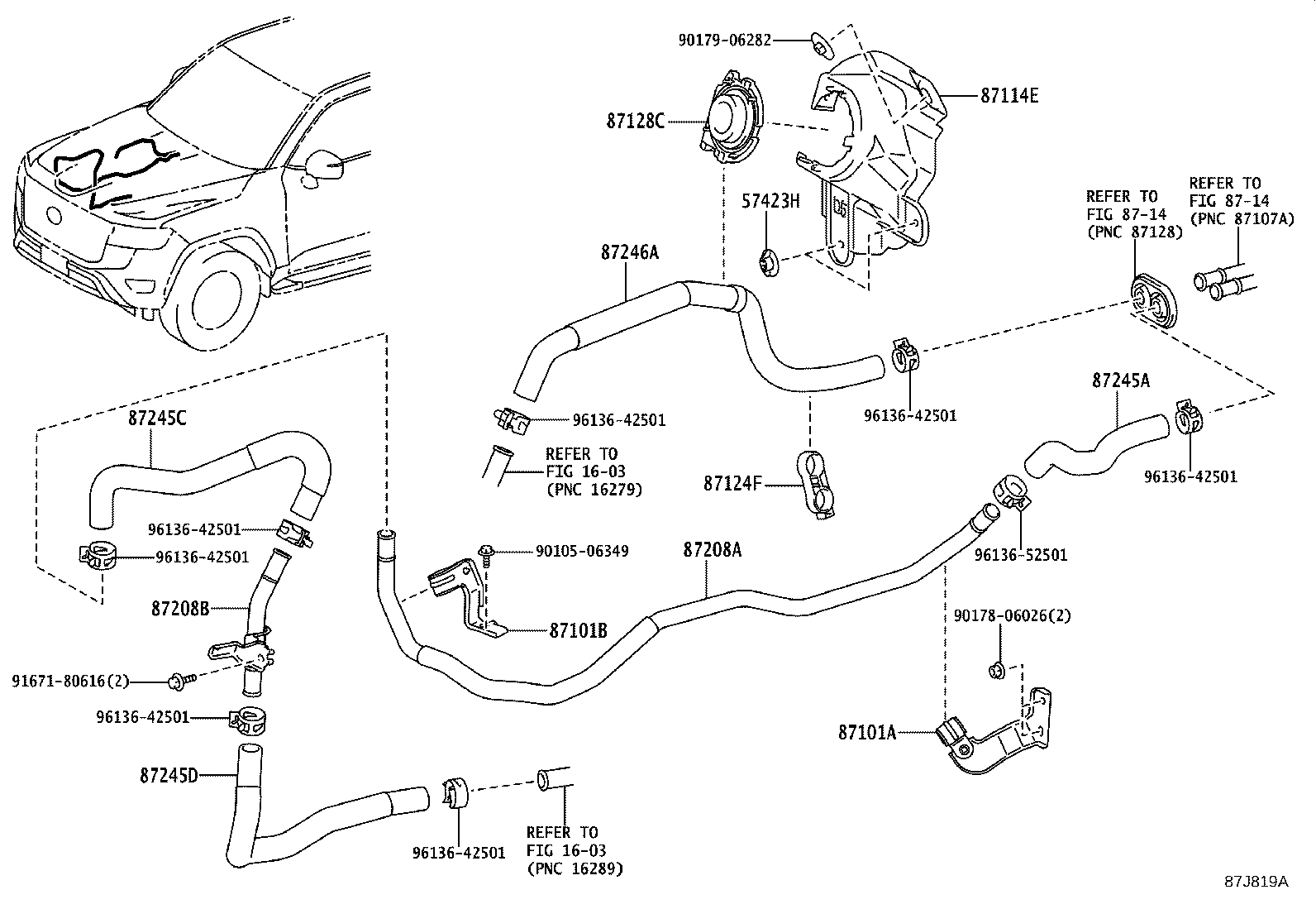 87243-60090 HOSE, HEATER WATER, INLET A product image