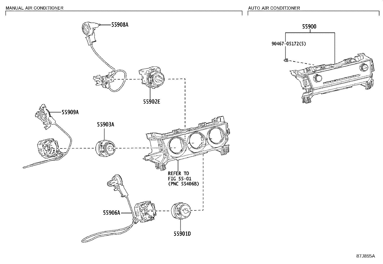 55900-0DC90 CONTROL ASSY, AIR CONDITIONER product image