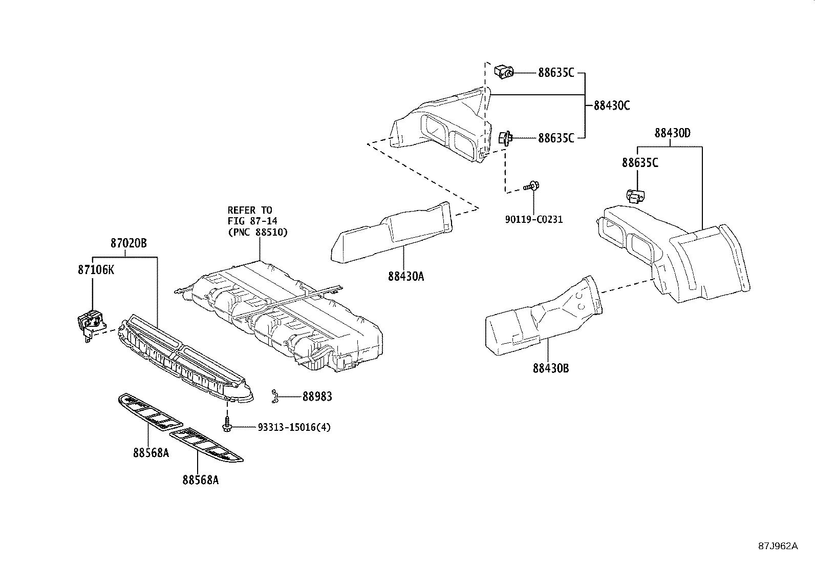55845-0S020 DUCT, HEATER TO REGISTER, NO.3 product image