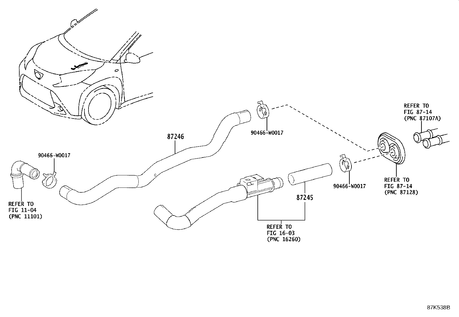 87245-K0020 HOSE, HEATER WATER, INLET product image