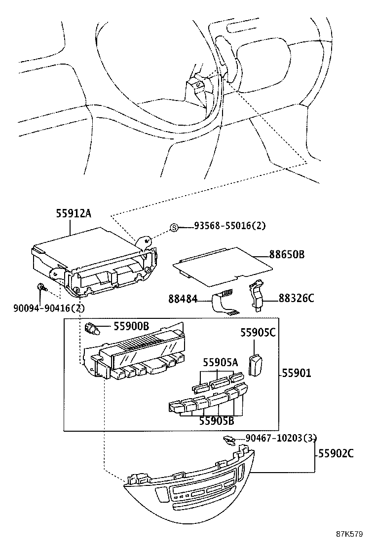 55911-28010 BASE, HEATER CONTROL product image