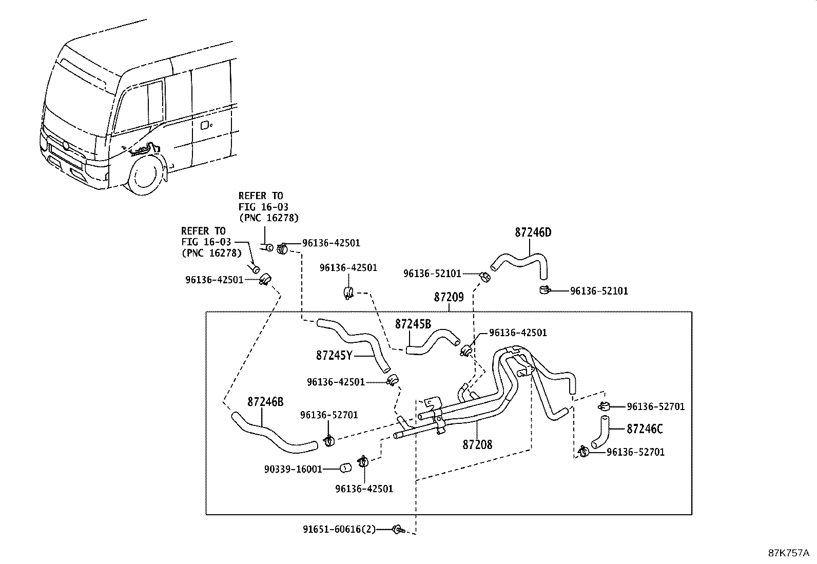87245-36R10 HOSE, REAR HEATER WATER INLET, E(TO HEATER UNIT) product image