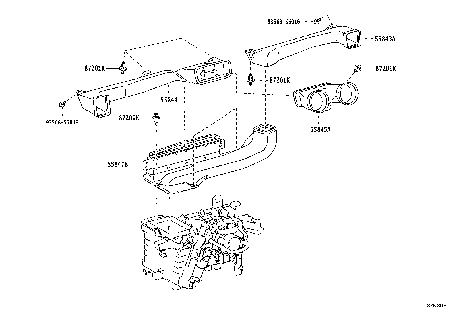 55843-F1010 DUCT, HEATER TO REGISTER, NO.1 product image