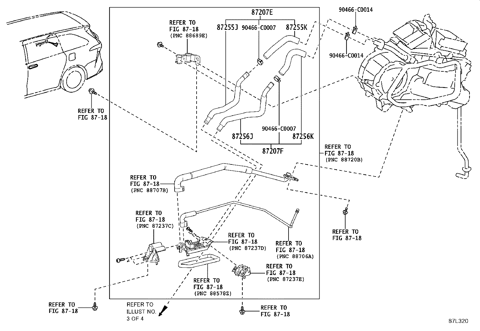 87245-08720 HOSE, REAR HEATER WATER OUTLET, D product image