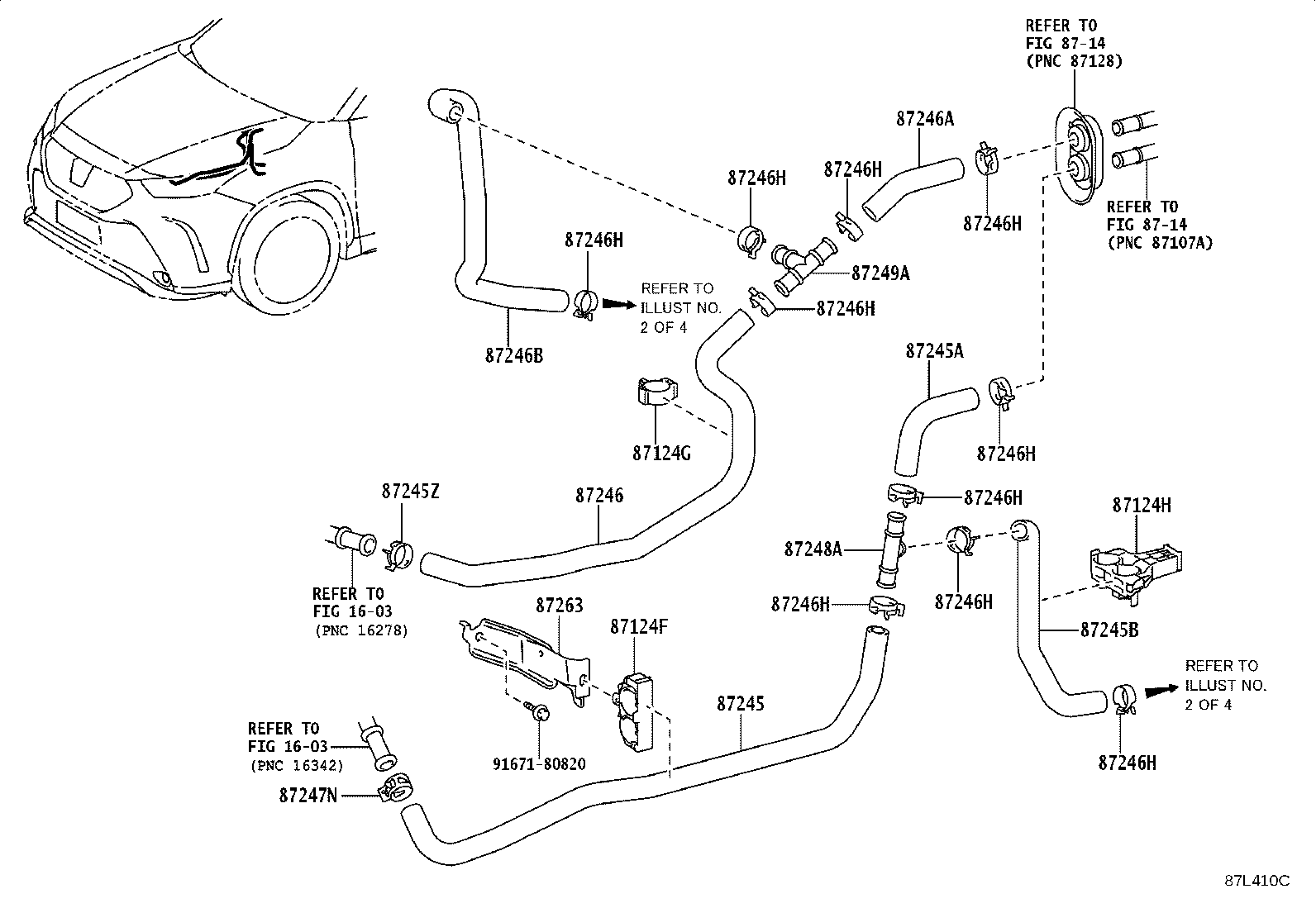 87207-0E262 PIPE SUB-ASSY, HEATER WATER, B product image
