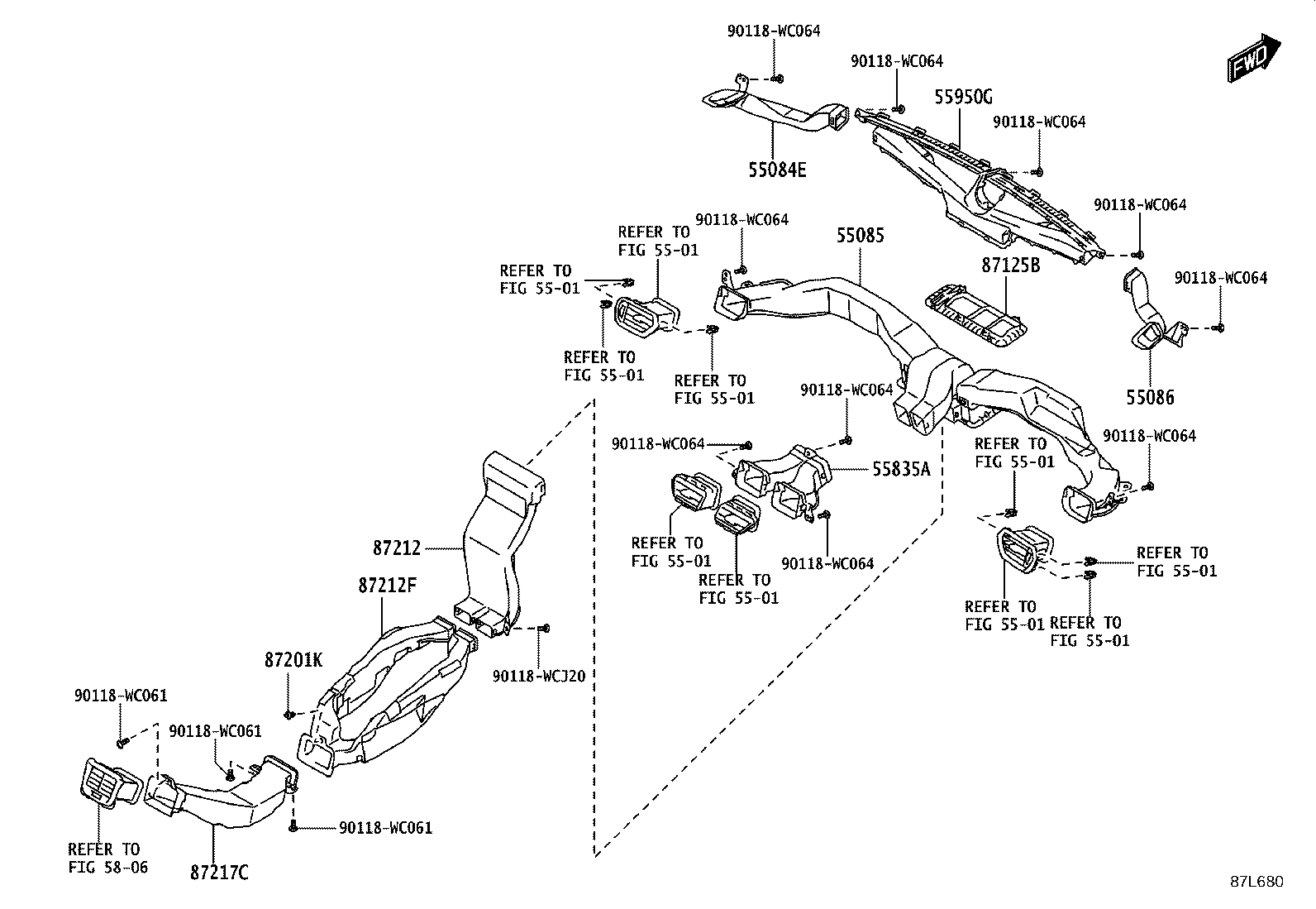 55870-WC013 DUCT SUB-ASSY, HEATER TO REGISTER, NO.2 product image